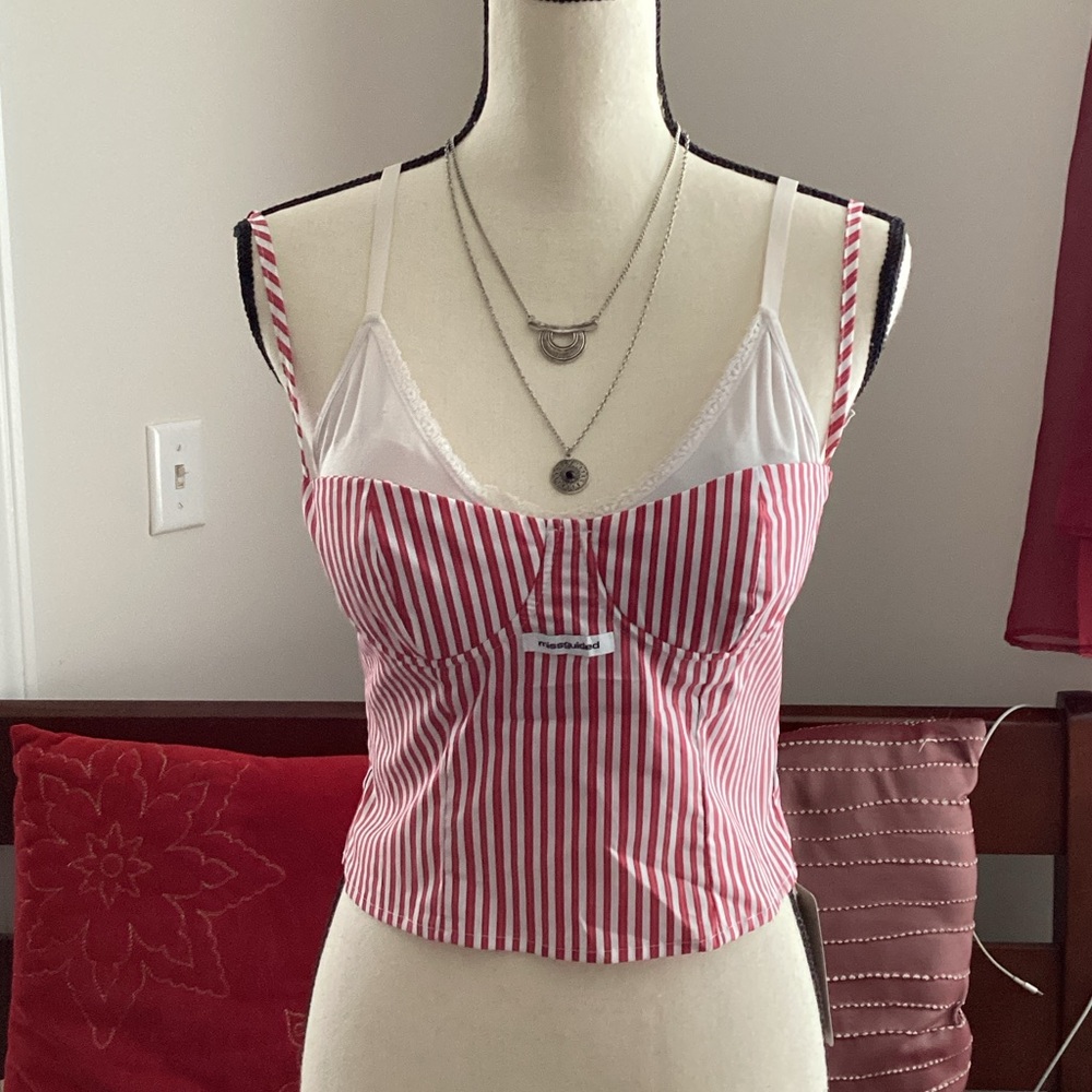 NWT Misguided candy stripe cami top❤️🤍